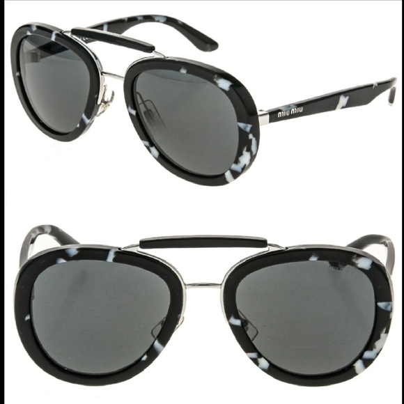 🕶️Miu Miu NWOT SMU 05V Black Havana Aviator Sunglasses 53mm Italy ✨ - Picture 5 of 13